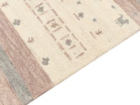 Vlnený koberec gabbeh 160 x 230 cm béžová/hnedá KARLI Beliani