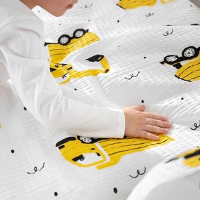 Goldea detské krepové obliečky - bagre a stavebné autá 140 x 200 a 70 x 90 cm