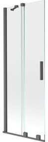 Mexen Velar, 2-krídlová posuvná vaňová zástena 75 x 150 cm, 8mm číre sklo, grafitová matná, 896-075-000-01-66