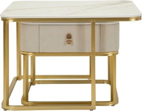 Krémové/v zlatej farbe konferenčné stolíky v súprave 2 ks v dekore mramoru 50x70 cm Beauty – Mauro Ferretti