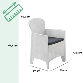 I.P.A.E-Progarden Záhradný set AKITA, 3-dielny, biela