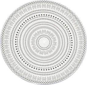 Protišmykový koberec NOVO krémový / čierny kruh