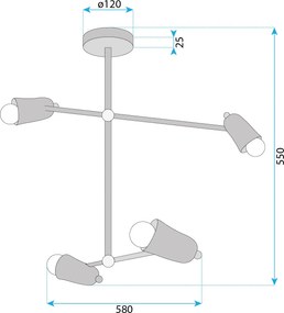 Toolight Toolight, 4-rammené stropné svietidlo, 4xE14, APP1708-4CP, čierna-zlatá, OSW-03628