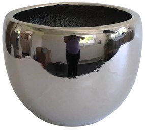 Strieborný okrúhly keramický kvetináč 29cm