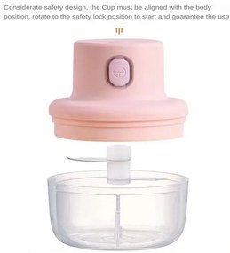 Akumulátorový elektrický sekáčik KB010 250 ml - ružový