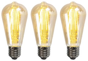 Sada 3 stmievateľných LED žiaroviek E27 ST64 zlatá 5W 450lm 2200K