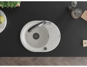 Mexen Kevin, granitový drez 586x458x190 mm, 1-komorový a biela batéria Duo, biela, 6517-20-671701-07-B