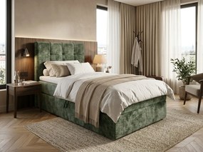 Čalúnená posteľ boxspring DIRELIS VIBE 90x200 cm tmavozelená Matrac: Matrac Bonell pružinový