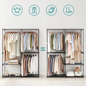 Šatníková skriňa, prenosná modulárna skriňa, čierna