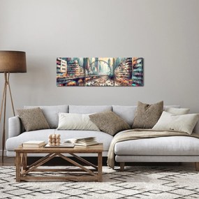 Obraz - Život veľkomesta (s hodinami) (90x30 cm)