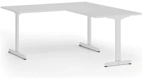 Kancelársky stôl PRIMO BETA L, 160x180 cm, biela podnož, biela