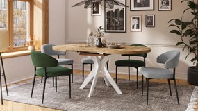 RENZO Dub Wotan/biela noha - OKRÚHLY STÔL Ø110 ROZKLADACÍ DO 180 cm | DO KUCHYNE JEDÁLNE OBÝVAČKY RETRO