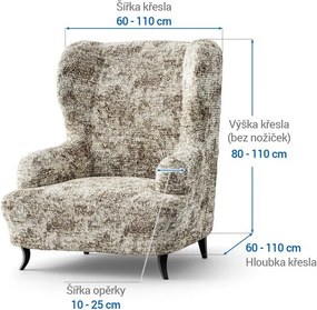 Bielastické poťahy MARMO béžové kreslo ušiak (š. 60 - 110 cm)