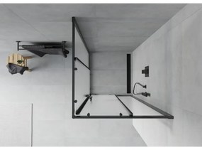 Mexen Rio, štvorcový sprchovací kút s posuvnými dverami 80(dvere) x 80(dvere) x 190 cm, 6mm sklo námraza, čierny profil, 860-080-080-70-30