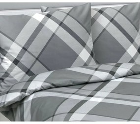 Bellatex Saténová posteľná bielizeň Káro sivá ,140 x 220 cm, 70 x 90 cm, 140 x 220 cm, 70 x 90 cm