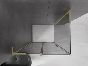 Mexen Velar L, sprchový kút s posuvnými dverami 120 x 85 cm, 8mm šedé sklo, zlatá matná, 871-120-085-43-55