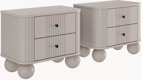 Súprava nočných stolíkov Vesper 56 cm - kašmír / čierne úchytky / guľové nohy