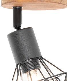 Priemyselné bodové svetlo čierne s dreveným otočným a naklápacím mechanizmom - Mosh