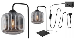 Stolná lampa Riffle, 1x grafitové sklenené tienidlo