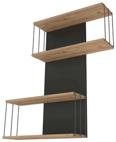 Poschodová polica v dekore borovice v antracitovej a prírodnej farbe 65 cm Destan – Kalune Design