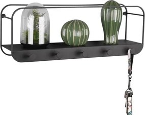 Nástenný vešiak s policou Linda, čierny kov, 50 cm%