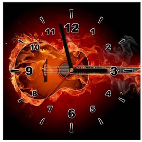 Gario Obraz s hodinami Horiaca gitara Rozmery: 30 x 30 cm