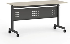 Mobilný stôl PRIMO MOBI, 140x60 cm, čierna podnož, breza