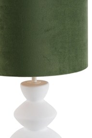 Dizajnová stolová lampa biela s tienidlom z zamatu zelená so zlatom 25 cm - Alisia