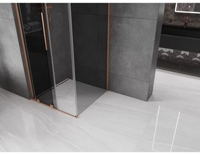 Mexen Velar L, sprchový kút s posuvnými dverami 90 x 90 cm, 8mm šedé sklo, medená matná, 871-090-090-43-65