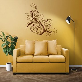 Veselá Stena Samolepka Ornament kvetina Farba: hnědá, Veľkosť: 80 x 84 cm