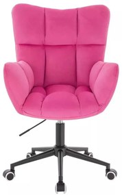 LuxuryForm DESIGN Kreslo AURORA VELUR na čiernej podstave s kolieskami - tmavo ružové
