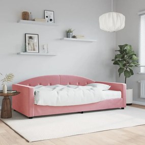 Denná posteľ s matracom ružová 100x200 cm zamat 3197287
