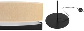 Stojacia lampa Juta, 1x jutové/čierne textilné tienidlo, o, b