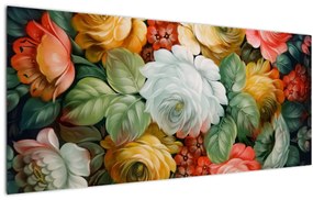 Obraz maľovanej kytice kvetov (120x50 cm)