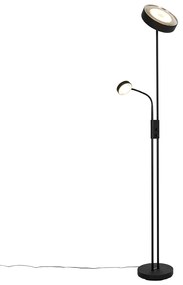 Stojaca lampa čierna vrátane LED a stmievača so svetlom na čítanie - Kelso