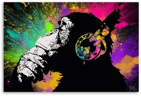 Obraz na plátně, Banksy Colorful Monkey - 120x80 cm