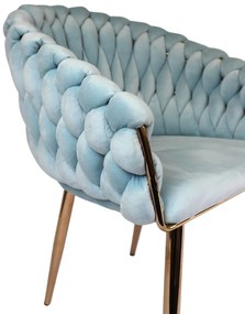 Modrá zamatová jedálenská stolička LUX 83cm