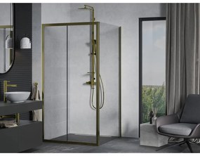 Mexen Apia, sprchový kút s posuvnými dverami 100 (dvere) x 100 (stena) cm, 6mm číre sklo, zlatý profil, 840-100-100-50-00