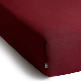 Bavlnené jersey prestieradlo s gumou DecoKing Amber tmavočervené