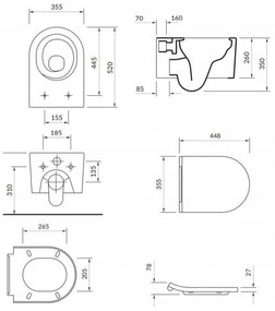 Cersanit INVERTO závesná wc misa StreanOn 52 x 35,5 cm + pomaly-padajúce sedátko, Biela, S701-432