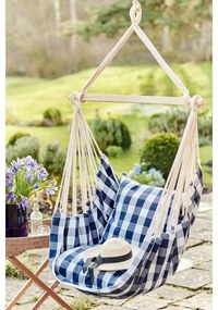 Závesné hojdacie kreslo Cushion, biela / modrá