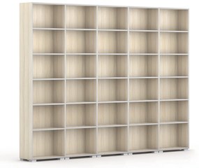 Knižnica SILVER LINE, 5 stĺpcov, 2230 x 3000 x 400 mm, dub prírodný