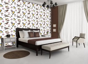 Fototapeta - Vtáčiky a kvetinový vzor (152,5x104 cm)