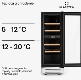 Klarstein Vinovilla 17, dvojzónová vinotéka, 53 l, 17 fliaš, 3-farebné LED osvetlenie, biela