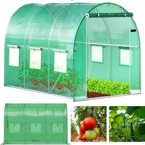 Bauerkraft Fóliový skleník 4x2,5x2 m 10 m² kovový rám UV fólia - zelený