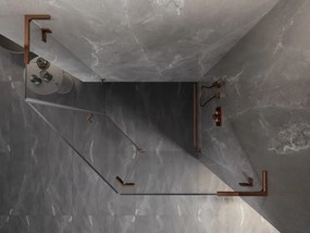 Mexen Lunar, L pravý výklopný päťuholníkový sprchový kút 100 x 90 cm, 8mm číre sklo, profil ružové zlato, 831L-100P-090L-60-00-P