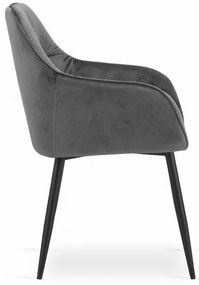 Stolička FORIO - sivý zamat / čierne nohy