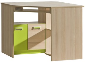 Rohový písací stolík CORNETO L11 Farba: Jaseň coimbra / zelená