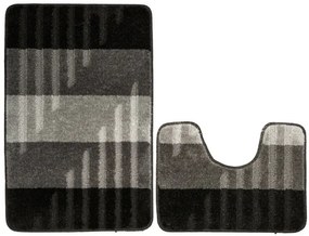 Sada kúpeľňových koberčekov VIC sivá / čierna, pruhy