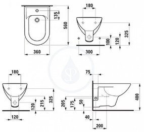 LAUFEN Pro Závesný bidet, 560 mm x 360 mm, 1 otvor na batériu, biela H8309510003041